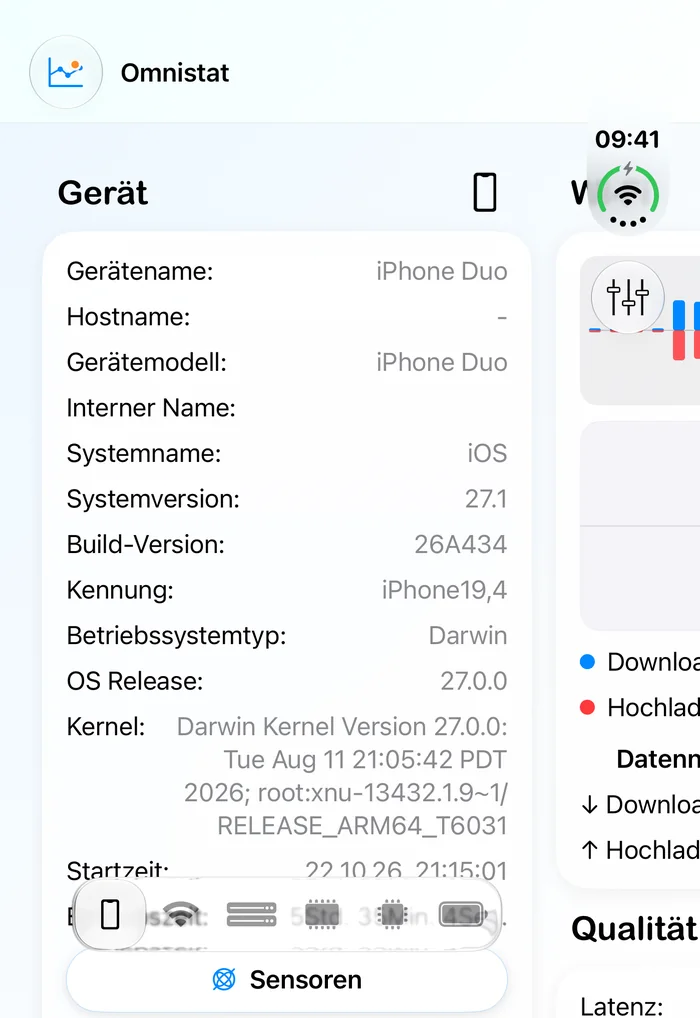Omnistat auf dem äußeren Display des iPhone Duo.