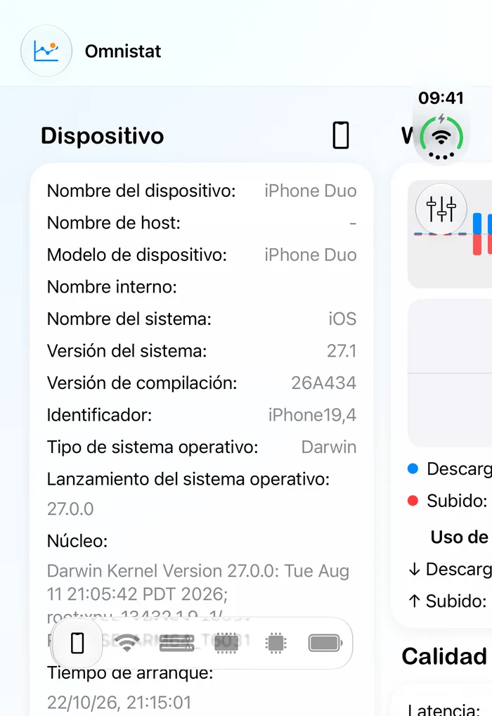 Omnistat en la pantalla exterior del iPhone Duo.