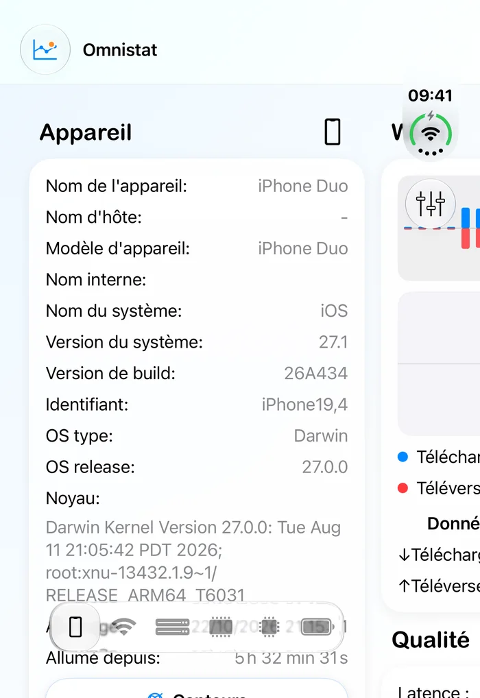 Omnistat sur l’écran extérieur de l’iPhone Duo.