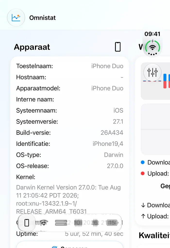 Omnistat op het buitenscherm van de iPhone Duo.