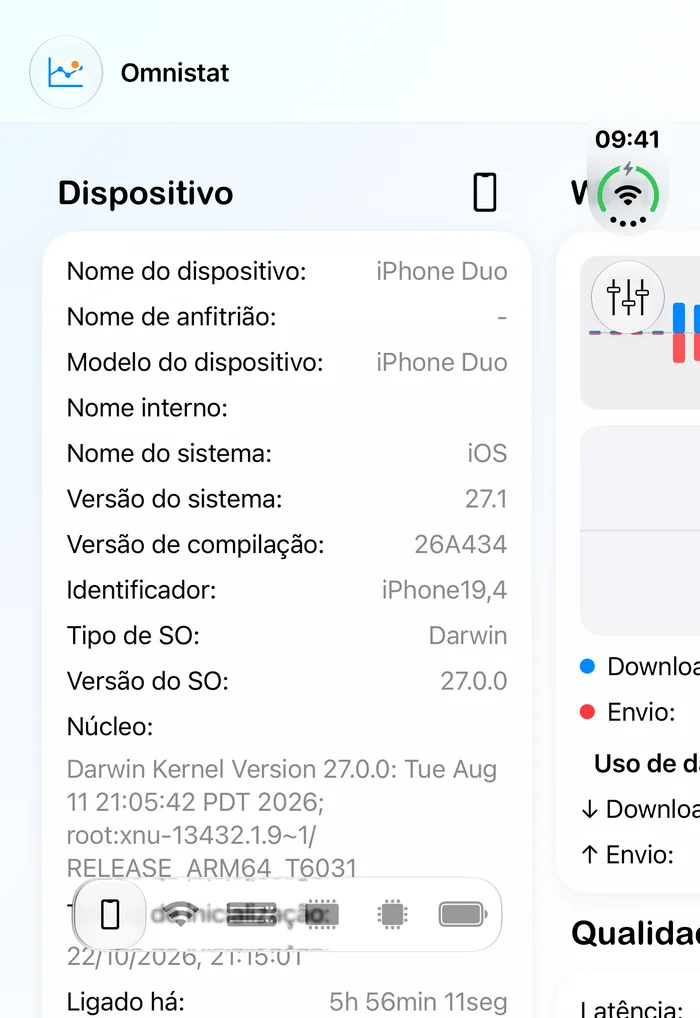 Omnistat na tela externa do iPhone Duo.
