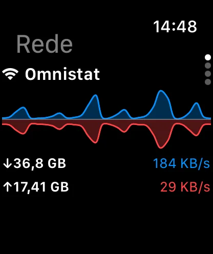 Omnistat no Apple Watch mostrando detalhes da rede.