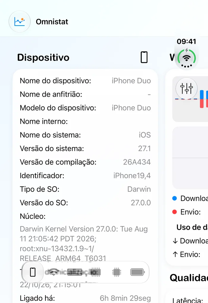 Omnistat no ecrã exterior do iPhone Duo.